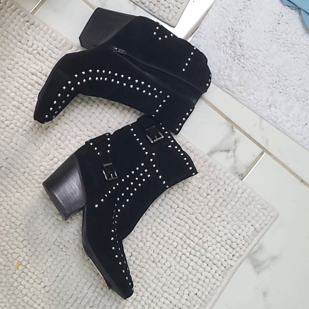 Vaneli van eli studded suede black booties
